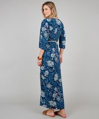 Vestido-Feminino-Longo-Estampado-Floral-com-Cinto-Manga-3-4-Azul-Marinho-9538441-Azul_Marinho_2