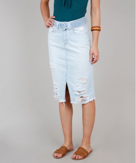 Saia-Jeans-Lapis-Feminina-com-Cinto-e-Fenda-Azul-Claro-9573593-Azul_Claro_1