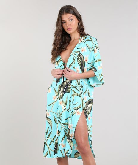 Kimono-Feminino-Longo-Estampado-Floral-Com-Fendas-Verde-Agua-9585173-Verde_Agua_1