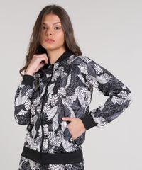 Jaqueta-Bomber-Feminina-Estampada-de-Folhagens-com-Bolso-Preta-9271166-Preto_1