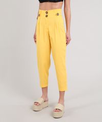 Calca-Feminina-Clochard-Com-Linho---Botoes-Mostarda-9612506-Mostarda_1