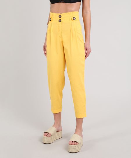 Calca-Feminina-Clochard-Com-Linho---Botoes-Mostarda-9612506-Mostarda_1 Calca-Feminina-Clochard-Com-Linho---Botoes-Mostarda-9612506-Mostarda_1