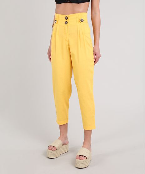 Calca-Feminina-Clochard-Com-Linho---Botoes-Mostarda-9612506-Mostarda_1