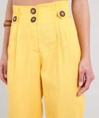 Calca-Feminina-Clochard-Com-Linho---Botoes-Mostarda-9612506-Mostarda_4