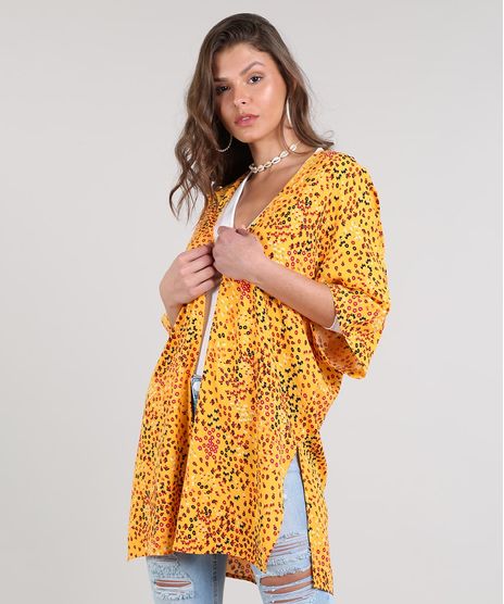 Kimono-Feminino-Estampado-Floral-Com-Fendas-Amarelo-9514237-Amarelo_1