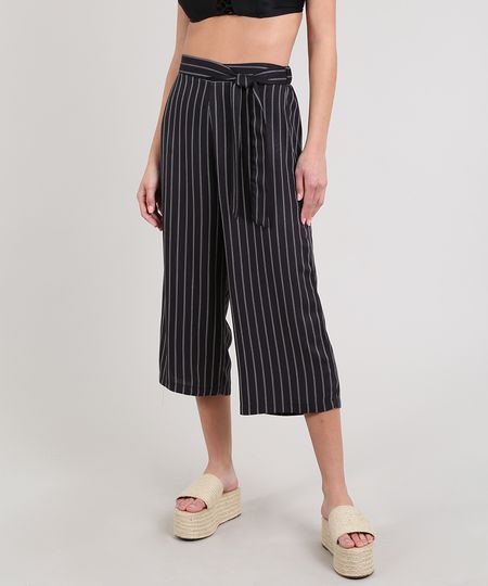 Calca-Feminina-Pantacourt-Estampada-Risca-De-Giz-Com-Amarracao-Preta-9610680-Preto_1