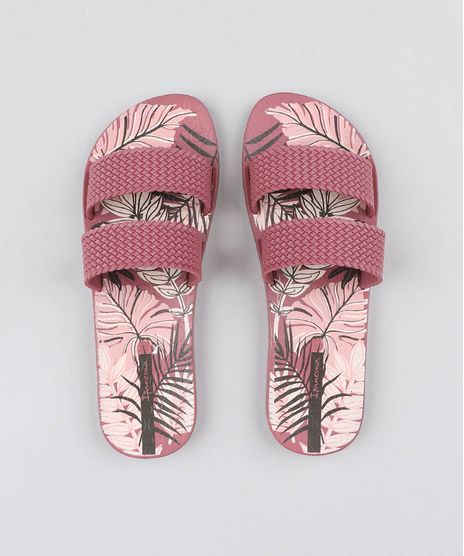 Chinelo-Slide-Feminino-Ipanema-com-Tiras-Texturizadas-Estampado-de-Folhagem-Vinho-9210416-Vinho_1