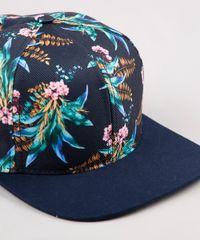 Bone-Masculino-Estampado-de-Folhagens-Aba-Reta-Azul-Marinho-9639010-Azul_Marinho_2