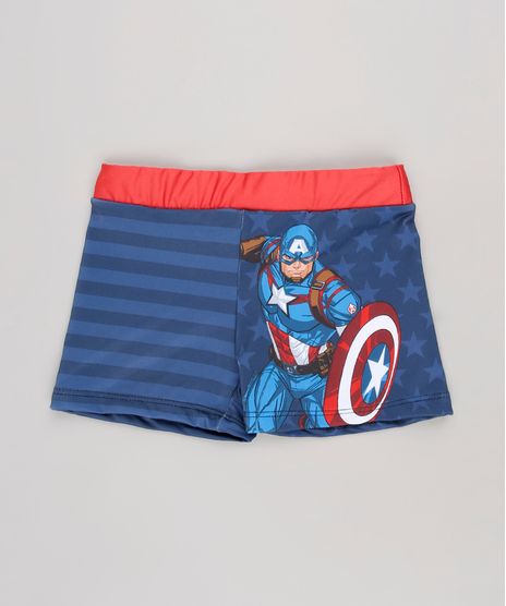 Sunga-Boxer-Infantil-Estampada-Capitao-America-com-Protecao-UV50---Azul-Escuro-9630796-Azul_Escuro_1