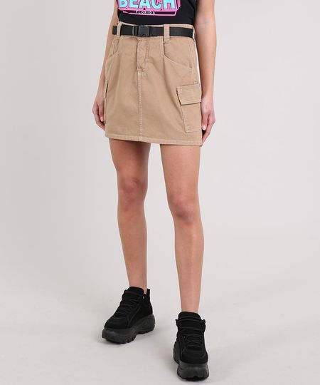 Saia-de-Sarja-Feminina-Curta-Com-Cinto-Kaki-9664026-Kaki_1