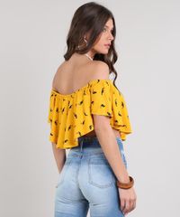 Blusa-Feminina-Ciganinha-Cropped-Estampada-de-Tucano-Manga-Curta-Mostarda-9632585-Mostarda_2