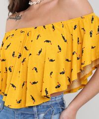 Blusa-Feminina-Ciganinha-Cropped-Estampada-de-Tucano-Manga-Curta-Mostarda-9632585-Mostarda_4