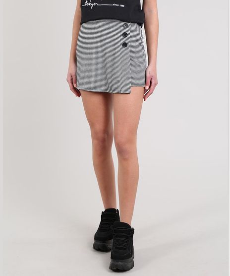 Short-Saia-Feminino-com-Botoes-Estampado-Xadrez-Vichy-Preto-9626171-Preto_1