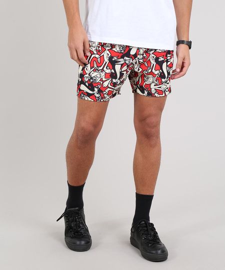 Short-Masculino-Looney-Tunes-Estampado-com-Bolso-Vermelha-9610078-Vermelho_1