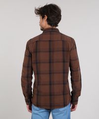 Camisa-Masculina-Estampada-Xadrez-Manga-Longa--Marrom-Escuro-9531924-Marrom_Escuro_2