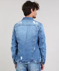 Jaqueta-Jeans-Masculina-Trucker-Destroyed-Com-Bolsos--Azul-Medio-9599247-Azul_Medio_2