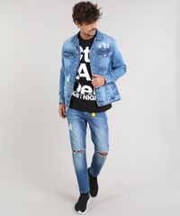 Jaqueta-Jeans-Masculina-Trucker-Destroyed-Com-Bolsos--Azul-Medio-9599247-Azul_Medio_3