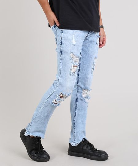 calça jeans rasgada masculina