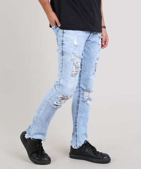 calça jeans rasgada para homem