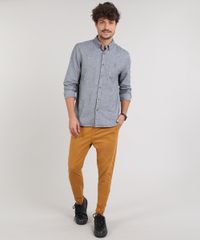 Camisa-Masculina-Com-Bolso-Manga-Longa--Cinza-Mescla-9514522-Cinza_Mescla_3