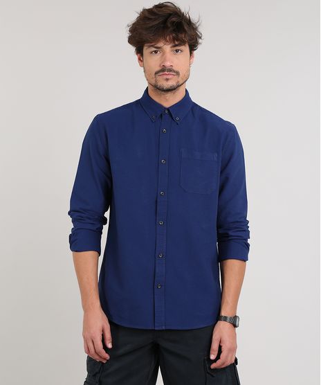 Camisa-Masculina-Com-Bolso-Manga-Longa--Azul-Escuro-9082965-Azul_Escuro_1