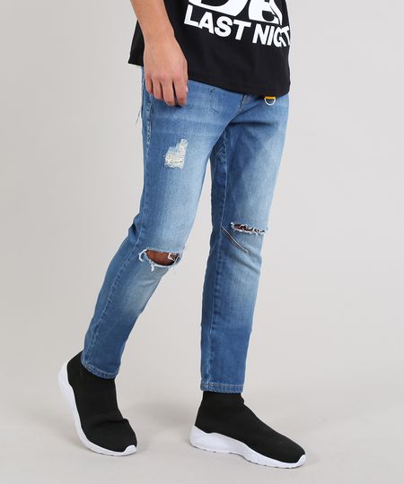 Calca-Jeans-Masculina-Carrot-Destroyed-com-Chaveiro-Azul-Medio-9620535-Azul_Medio_1