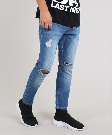 Calca-Jeans-Masculina-Carrot-Destroyed-com-Chaveiro-Azul-Medio-9620535-Azul_Medio_1