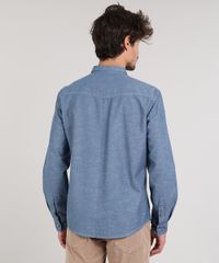 Camisa-Jeans-Masculina-Com-Bolsos-Manga-Longa--Azul-Medio-9527327-Azul_Medio_2