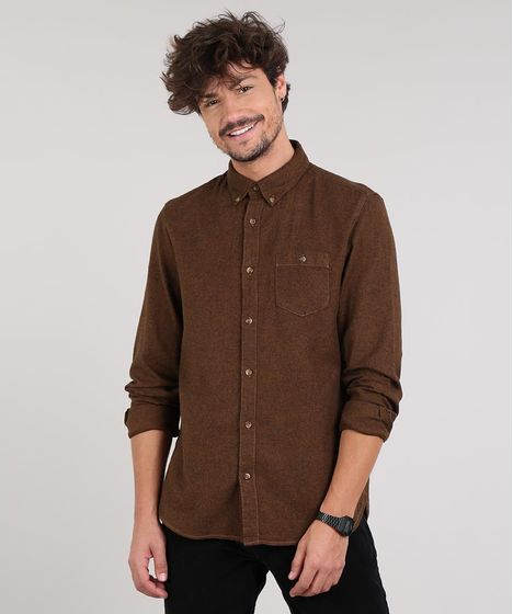 camisa social marrom escuro