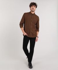 Camisa-Masculina-Com-Bolso-Manga-Longa--Marrom-Escuro-9514522-Marrom_Escuro_3