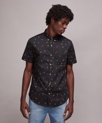 Camisa-Masculina-Mini-Print-Tucano-com-Bolso-Manga-Curta-Preta-9514508-Preto_1