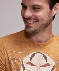 Camiseta-Masculina-Slim-Fit-com-Estampa-de-Caveira-Manga-Curta-Gola-Careca-Mostarda-9603042-Mostarda_4