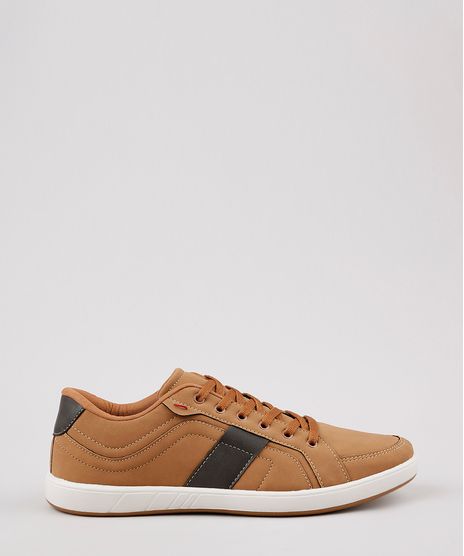 Sapatenis-Masculino-Ollie-com-Faixa-Lateral-e-Pespontos-Caramelo-9637886-Caramelo_1
