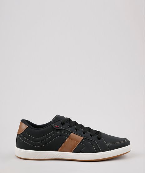 Sapatenis-Masculino-Ollie-com-Faixa-Lateral-e-Pespontos-Preto-9637884-Preto_1