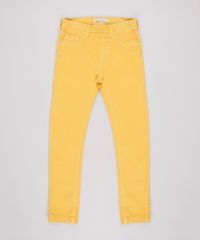 Calca-de-Sarja-Infantil-Skinny-com-Bolsos-Amarelo-9639052-Amarelo_1