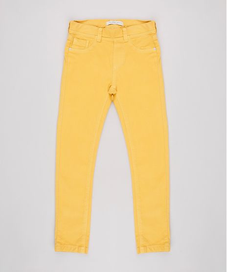 Calca-de-Sarja-Infantil-Skinny-com-Bolsos-Amarelo-9639052-Amarelo_1