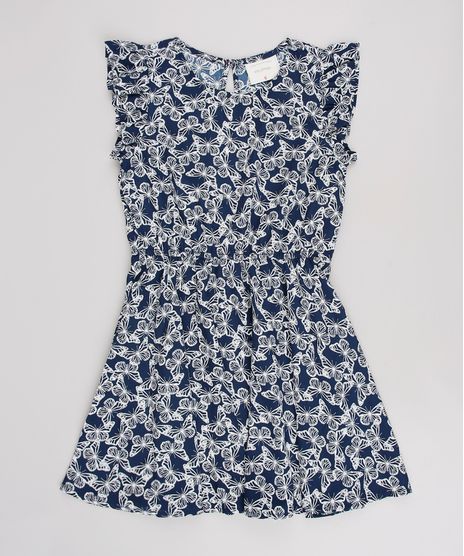 Vestido-Infantil-Estampado-de-Borboletas-Manga-Curta--Azul-Marinho-9514706-Azul_Marinho_1