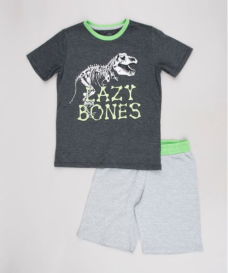 Pijama-Infantil--Lazy-Bones--Brilha-no-Escuro-Manga-Curta--Cinza-Mescla-Escuro-9629787-Cinza_Mescla_Escuro_1