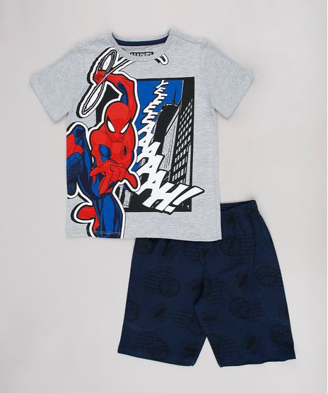 Pijama-Infantil-Homem-Aranha-Manga-Curta-Cinza-9629802-Cinza_1