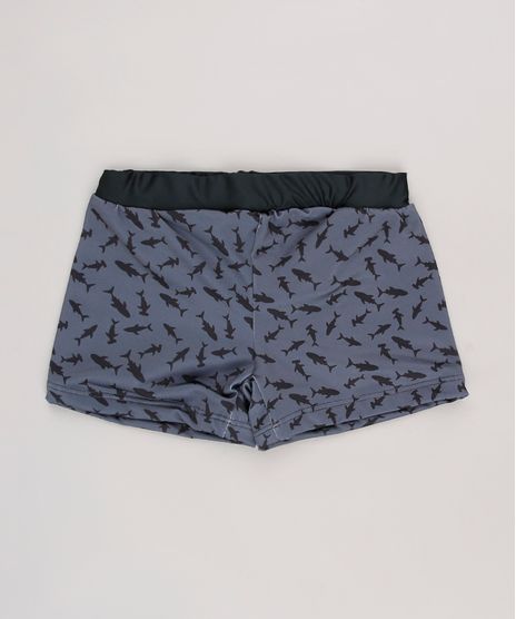 Sunga-Boxer-Infantil-Estampada-Tubaroes-com-Protecao-UV50---Cinza-9630892-Cinza_1