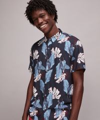 Camisa-Masculina-Estampada-de-Folhagem-Manga-Curta-Azul-Marinho-9593483-Azul_Marinho_1
