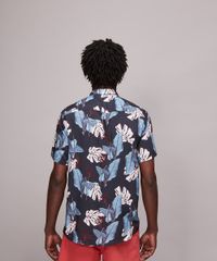 Camisa-Masculina-Estampada-de-Folhagem-Manga-Curta-Azul-Marinho-9593483-Azul_Marinho_2