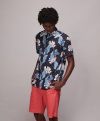 Camisa-Masculina-Estampada-de-Folhagem-Manga-Curta-Azul-Marinho-9593483-Azul_Marinho_3