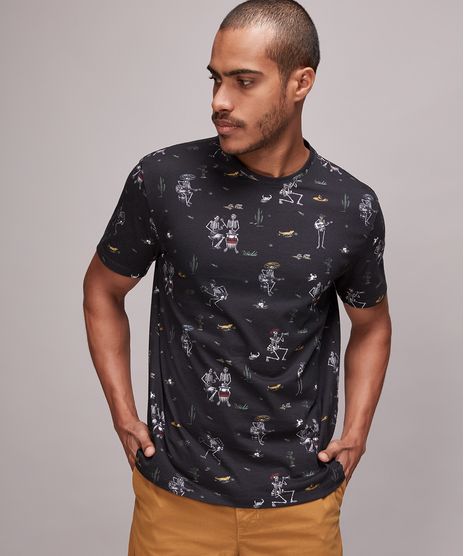 Camiseta-Masculina-Estampada-de-Caveira-Manga-Curta-Gola-Careca-Preta-9676755-Preto_1