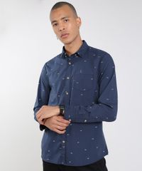 Camisa-Masculina-Mini-Print-Oculos-com-Bolso-Manga-Longa-Azul-Marinho-9079740-Azul_Marinho_5