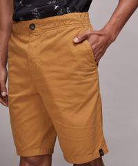 Bermuda-de-Sarja-Masculina-Reta-com-Bolsos--Mostarda-9603275-Mostarda_2