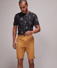 Bermuda-de-Sarja-Masculina-Reta-com-Bolsos--Mostarda-9603275-Mostarda_3