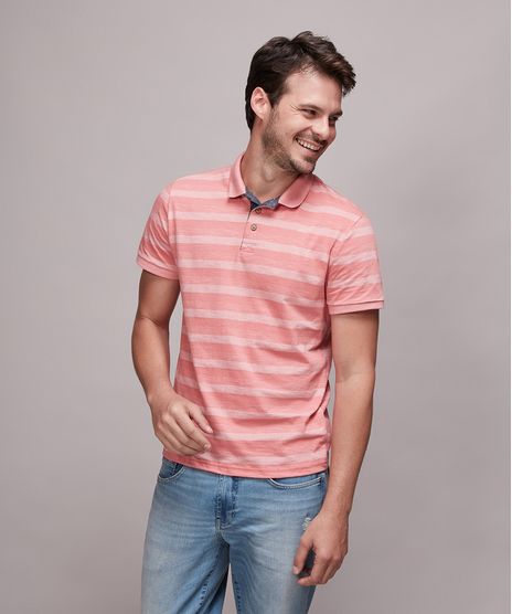 Polo-Masculina-Listrada-com-Bolso-Manga-Curta-Coral-9595985-Coral_1