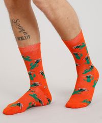 Meia-Masculina-Cano-Alto-Divertida-de-Cactos-Laranja-9309992-Laranja_2