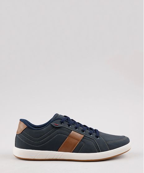 Sapatenis-Masculino-Ollie-com-Faixa-Lateral-e-Pespontos-Azul-Marinho-9637885-Azul_Marinho_1